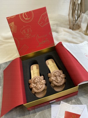 Christian Louboutin Woven Calfskin Nude Flat slippers 2021 Collection