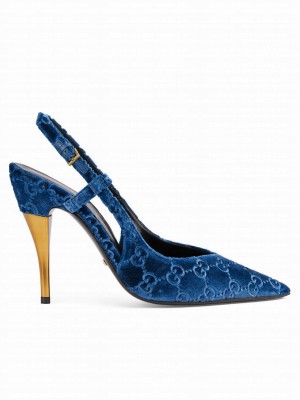 Gucci Women's GG Slingback Pump 762383 Blue