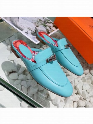 Hermes Calfskin Oz Mules Blue 2020 Collection