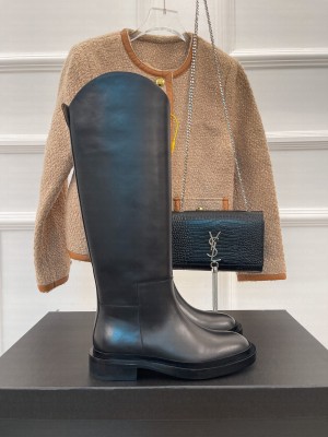 JIL SANDER Lambskin Knee Boots Black