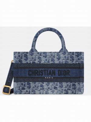 Mini Dior Book Tote Blue Denim Dior Oblique Jacquard S5573CE