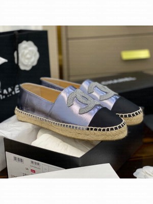 Chanel Embroidered CC Lambskin Espadrilles Silver Spring/Summer 2021 Collection 33