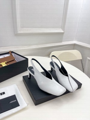 JIL SANDER Lambskin Squared Toe 6.5cm White Slingback sandals