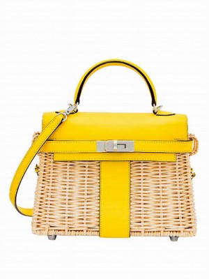 Hermes Kelly Picnic Mini Osier / Swift Vert Verone Yellow