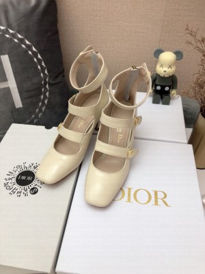 DIOR HEEL 7CM CALFSKIN D-DOLL PUMPS WITH ANKLE STRAP CREAMY 2022 COLLECTION