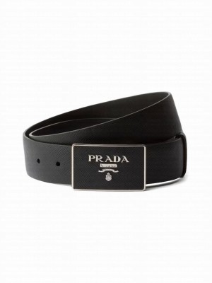 Prada Saffiano Leather Belt Black