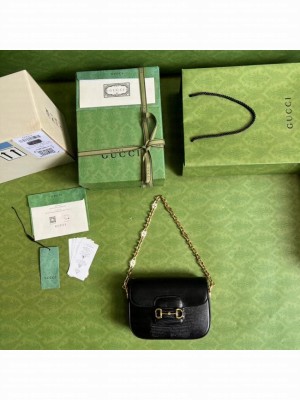 Gucci Horsebit 1955 lizard mini bag 675801 black