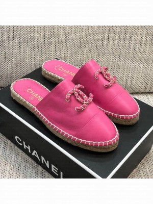 Chanel Chain CC Lambskin Espadrilles Mules Pink Spring/Summer 2021 Collection