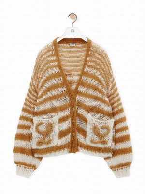 Loewe Women's Anagram Cardigan In Mohair Coffee