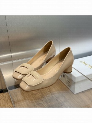 Dior Day Heel 3.5cm in Patent Leather Beige Pump