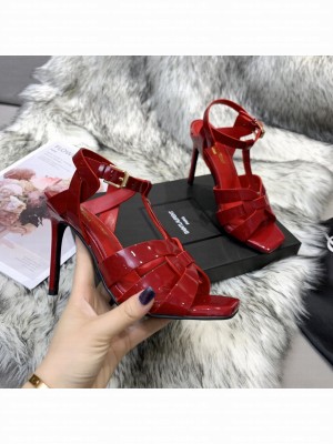 Saint Laurent YSL Patent Calfskin High- Heel Sandals 10cm Red 09 2021 Collection