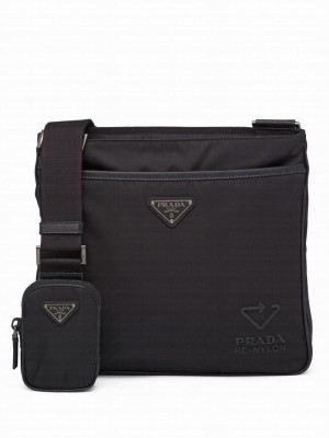 Prada Re-Nylon And Saffiano Leather Shoulder Bag Black