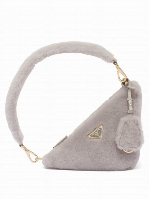 Prada Shearling Mini-bag 1BC543 Gray