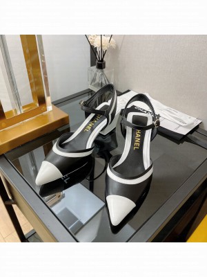 Chanel Lambskin & Patent Calfskin Pumps G38846 5cm Black Sandals 2022 Collection