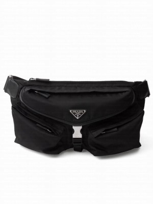 Prada Re-Nylon And Leather Shoulder Bag 2VH175 Black