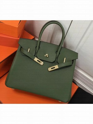 Hermes Birkin 25cm Bag Army Green in Togo Leather With Gold Hardware