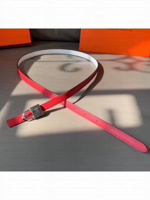 Hermes Width 1.3cm Swift & Epsom Leather Reversible Belt With Lock Buckle Red/White 2020 Collection