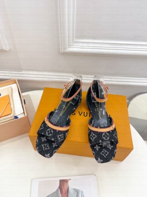 Louis Vuitton Women's Monogram Neo Revival Flat Light Black Denim