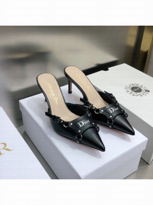 Christian Dior pointed toe 7cm Calfskin Pink Mule Sandals 2022 Collection