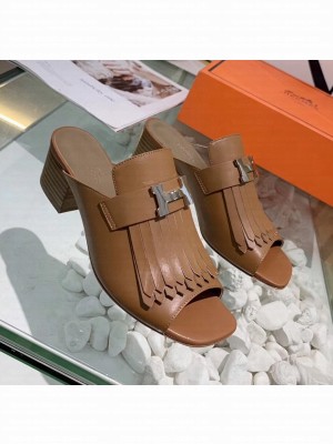 Hermes Alma Sandal With Fringe Brown 2020 Collection