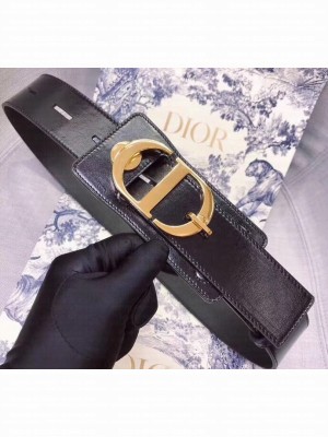 Dior Width 4.5cm 30 Montaigne Calfskin Belt Black/Gold