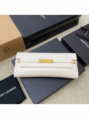 SAINT LAURENT MANHATTAN CLUTCH IN BOX SAINT LAURENT LEATHER 695949 WHITE