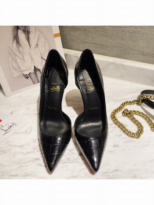 Christian Louboutin Stone Embossed Calfskin Pumps Black 2021 Collection