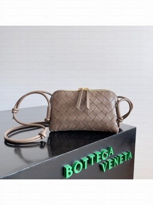 Bottega Veneta Intrecciato Concert Pouch 794258 dark gray