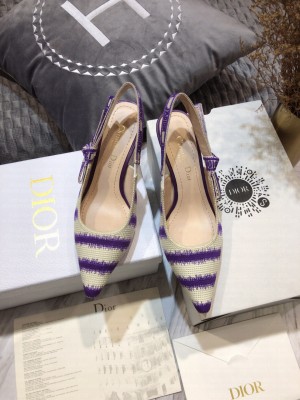 Dior J'Adior Slingback Pumps 6.5cm in Purple D-Stripes Embroidery 2021 Collection 