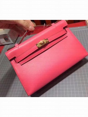Hermes Kelly 22 Clutch Bag In Original Swift Leather Fuchsia