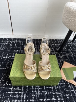 Gucci women's Horsebit 5.5cm/9.5cm Platform Gold Glitter sandals