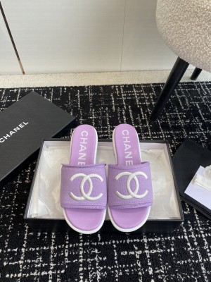 Chanel CC Logo Fabric Slide Mule 2024 010
