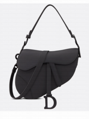 Dior SADDLE BAG WITH STRAP Black Ultramatte Calfskin M0455SLLO