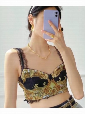 Versace                                                                                        Medusa renaissance silk bralette top