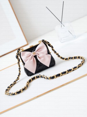 Chanel 24A CLUTCH WITH CHAIN AP4028 black&pink