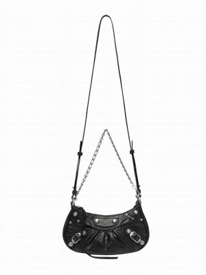 Balenciaga Le Cagole Mini Purse With Chain Metallized Black