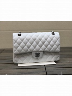 CHANEL CLASSIC 11.12 HANDBAG AS01112 WHITE&Silver Metal