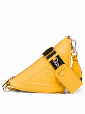 Prada Leather Triangle shoulder bag 1BH190 Yellow