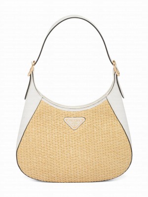 Prada Fabric And Leather Shoulder Bag 1BC179 Cream