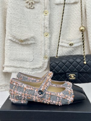 Chanel Tweed Mary Janes Ballet Flat Pointed Toe 2024 04