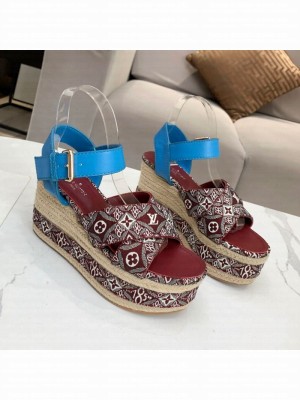 Louis Vuitton Since 1854 Boundary Wedge Sandal Burgundy 2021 Collection