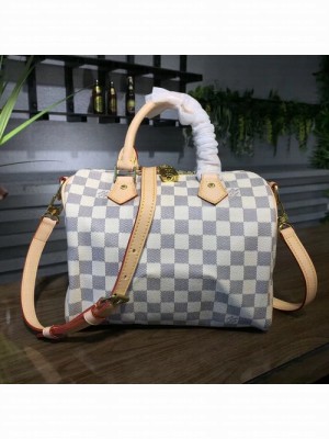 Louis Vuitton Speedy 25cm Bandouliere Bag Damier Azur Canvas Fall/Winter 2017 Collection N41374, Beige