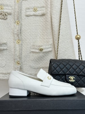 Chanel Women's Calfskin Loafers 3cm 2023 White 07