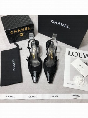 Chanel Vintage Suede&Lambskin Slingbacks Pumps Black 2021 Collection
