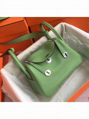 Hermes Mini Lindy 21cm in Original Togo Leather Green/Silver 2020（Handmade） Collection