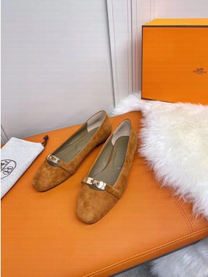 Hermes Bilbao ballet flat Brown Suede 2021 Collection