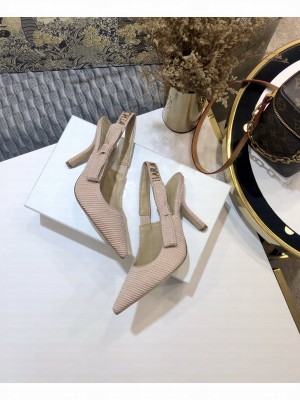DIOR x CHIARA FERRAGNI  HEEL 9.5CM J'ADIOR SLINGBACK PUMPS TECHNICAL FABRIC PINK 01