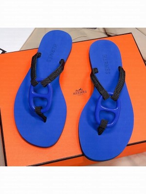 Hermes Kala Nera Chaine D'ancre Flip Flops Thongs Sandals Blue