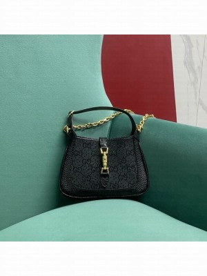 Gucci JACKIE 1961 CRYSTAL GG MINI SHOULDER BAG 675799 black