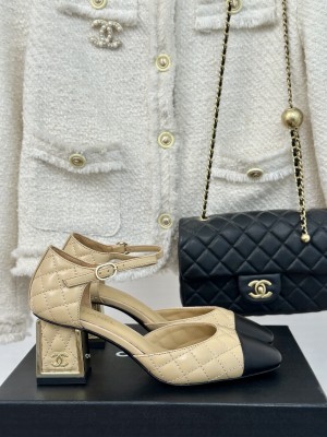 Chanel Women's Quilted Lambskin Mary Janes Pumps G45235 Beige 2024